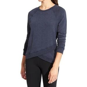 Athleta Navy Blue Serenity Criss Cross Sweatshirt Yoga Athletic Sporty Tennis